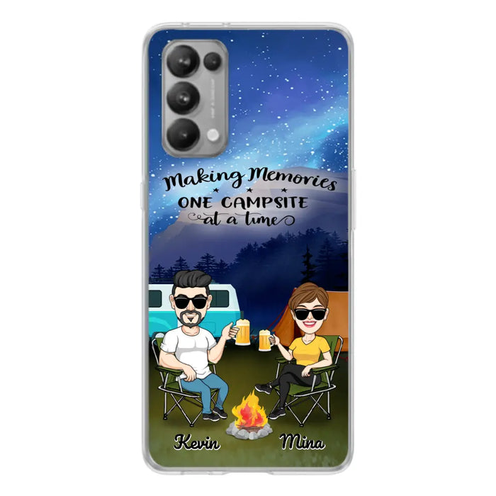 Custom Personalized Night Camping Phone Case - Couple With Up to 3 Dogs - Gift For Couple/ Camping Lover - Making Memories One Campsite At A Time - Case For Xiaomi, Oppo And Huawei