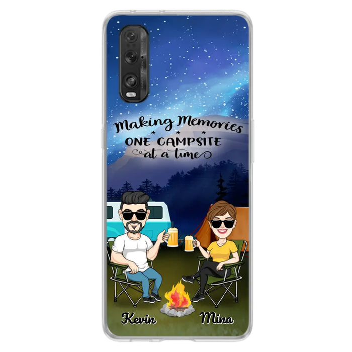 Custom Personalized Night Camping Phone Case - Couple With Up to 3 Dogs - Gift For Couple/ Camping Lover - Making Memories One Campsite At A Time - Case For Xiaomi, Oppo And Huawei