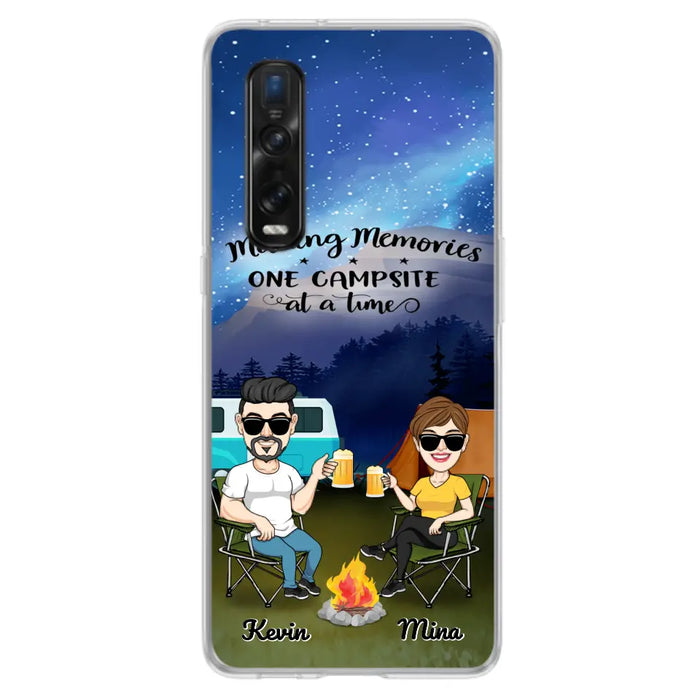 Custom Personalized Night Camping Phone Case - Couple With Up to 3 Dogs - Gift For Couple/ Camping Lover - Making Memories One Campsite At A Time - Case For Xiaomi, Oppo And Huawei