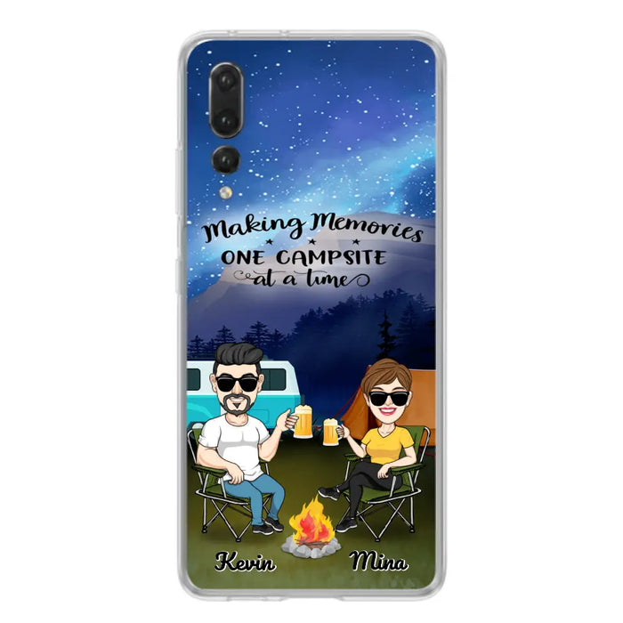 Custom Personalized Night Camping Phone Case - Couple With Up to 3 Dogs - Gift For Couple/ Camping Lover - Making Memories One Campsite At A Time - Case For Xiaomi, Oppo And Huawei