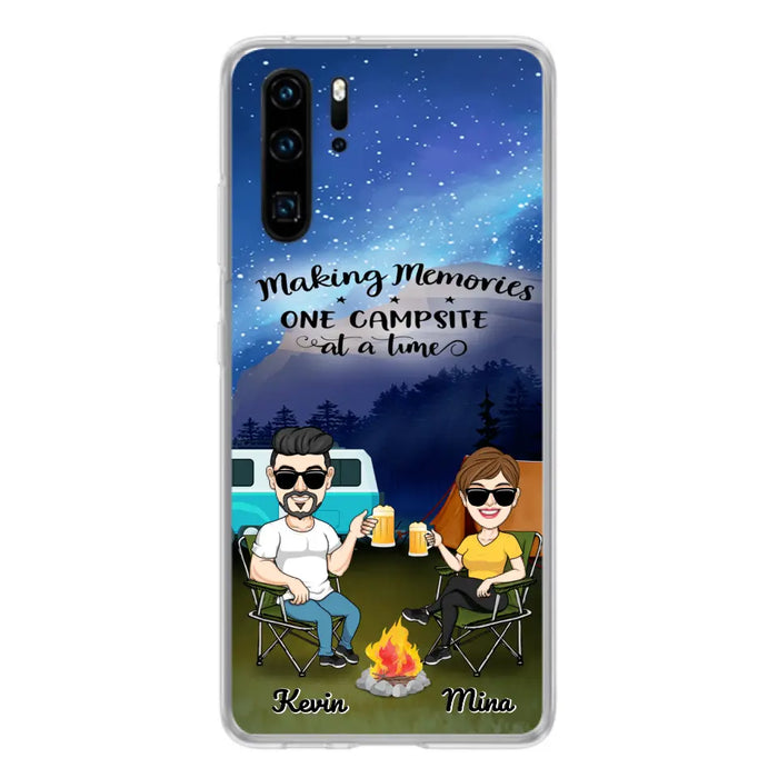 Custom Personalized Night Camping Phone Case - Couple With Up to 3 Dogs - Gift For Couple/ Camping Lover - Making Memories One Campsite At A Time - Case For Xiaomi, Oppo And Huawei