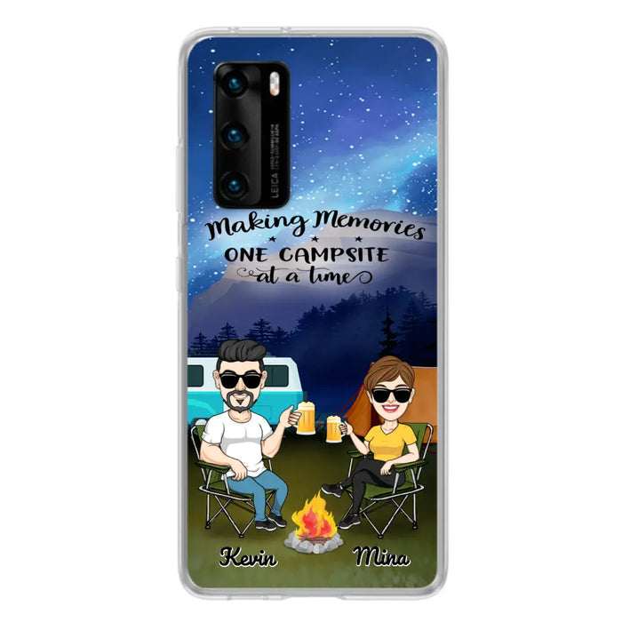 Custom Personalized Night Camping Phone Case - Couple With Up to 3 Dogs - Gift For Couple/ Camping Lover - Making Memories One Campsite At A Time - Case For Xiaomi, Oppo And Huawei