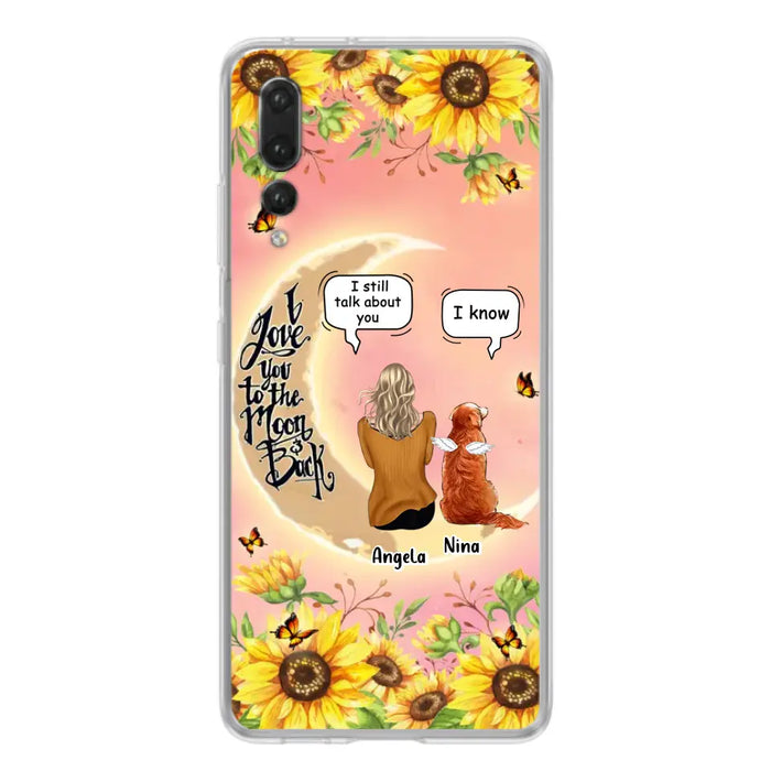 Custom Memorial Pet Sunflower Phone Case - Adult/Couple With Upto 4 Pets - Memorial Gift Idea For Dog/Cat Lovers - I Love You To The Moon & Back - Case For Xiaomi, Oppo And Huawei