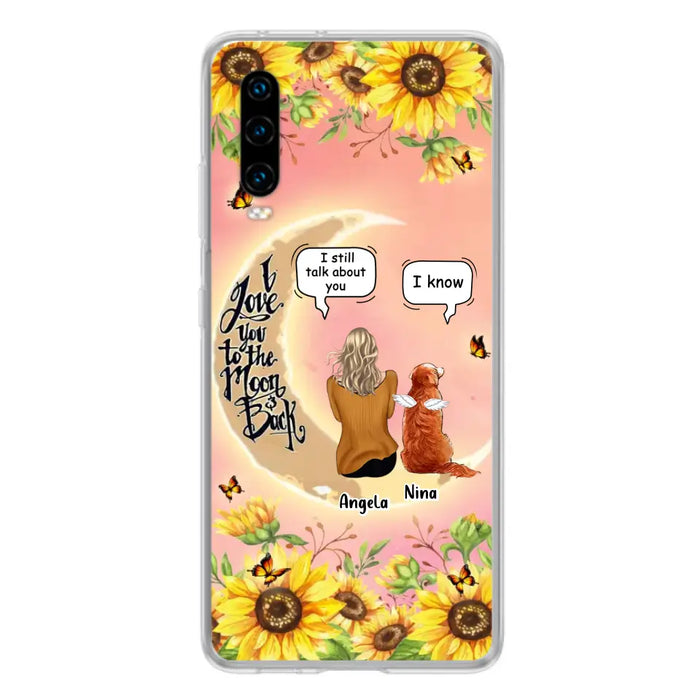 Custom Memorial Pet Sunflower Phone Case - Adult/Couple With Upto 4 Pets - Memorial Gift Idea For Dog/Cat Lovers - I Love You To The Moon & Back - Case For Xiaomi, Oppo And Huawei