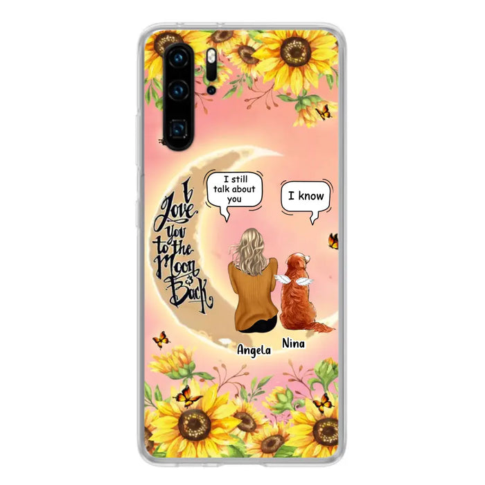 Custom Memorial Pet Sunflower Phone Case - Adult/Couple With Upto 4 Pets - Memorial Gift Idea For Dog/Cat Lovers - I Love You To The Moon & Back - Case For Xiaomi, Oppo And Huawei