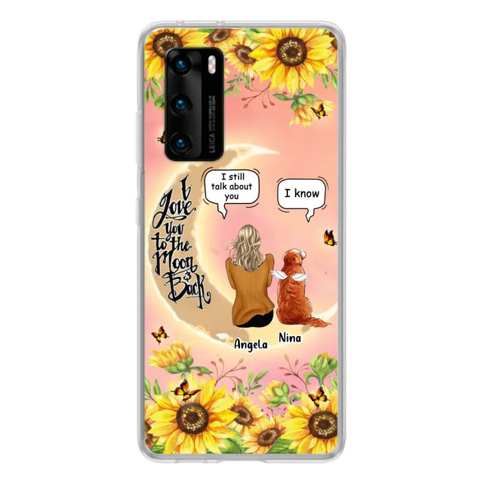 Custom Memorial Pet Sunflower Phone Case - Adult/Couple With Upto 4 Pets - Memorial Gift Idea For Dog/Cat Lovers - I Love You To The Moon & Back - Case For Xiaomi, Oppo And Huawei