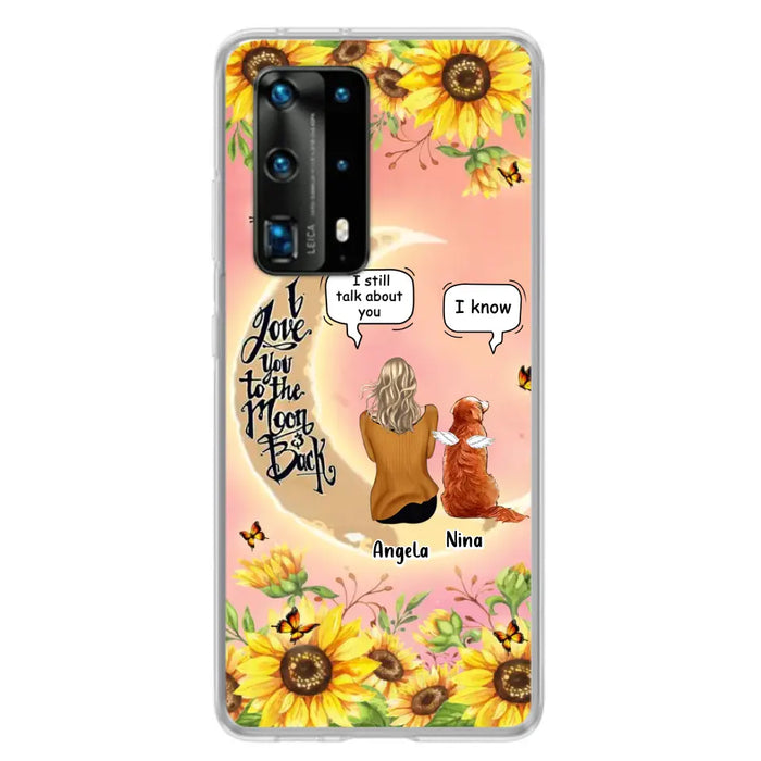 Custom Memorial Pet Sunflower Phone Case - Adult/Couple With Upto 4 Pets - Memorial Gift Idea For Dog/Cat Lovers - I Love You To The Moon & Back - Case For Xiaomi, Oppo And Huawei