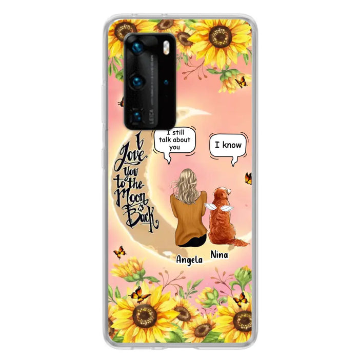 Custom Memorial Pet Sunflower Phone Case - Adult/Couple With Upto 4 Pets - Memorial Gift Idea For Dog/Cat Lovers - I Love You To The Moon & Back - Case For Xiaomi, Oppo And Huawei