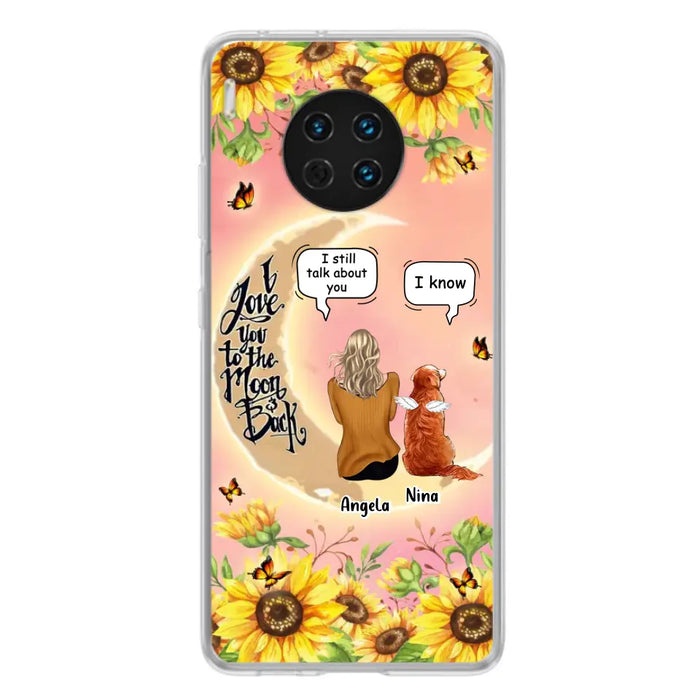Custom Memorial Pet Sunflower Phone Case - Adult/Couple With Upto 4 Pets - Memorial Gift Idea For Dog/Cat Lovers - I Love You To The Moon & Back - Case For Xiaomi, Oppo And Huawei