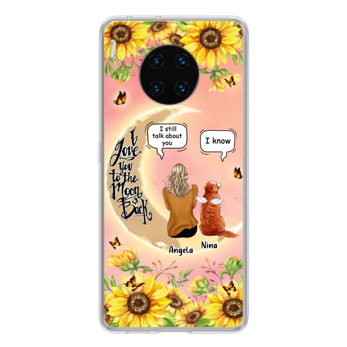 Custom Memorial Pet Sunflower Phone Case - Adult/Couple With Upto 4 Pets - Memorial Gift Idea For Dog/Cat Lovers - I Love You To The Moon & Back - Case For Xiaomi, Oppo And Huawei