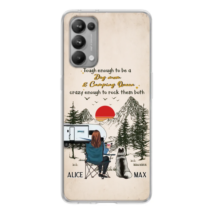 Custom Personalized Dog Mom Phone Case - Upto 4 Dogs - Mother's Day Gift Idea Dog/Camping Lovers - Tough Enough To Be A Dog Mom And Camping Queen Crazy Enough To Rock Them Both - Case For Xiaomi/Huawei/Oppo