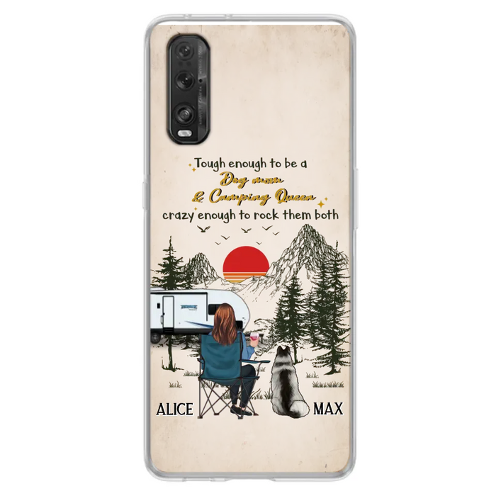 Custom Personalized Dog Mom Phone Case - Upto 4 Dogs - Mother's Day Gift Idea Dog/Camping Lovers - Tough Enough To Be A Dog Mom And Camping Queen Crazy Enough To Rock Them Both - Case For Xiaomi/Huawei/Oppo