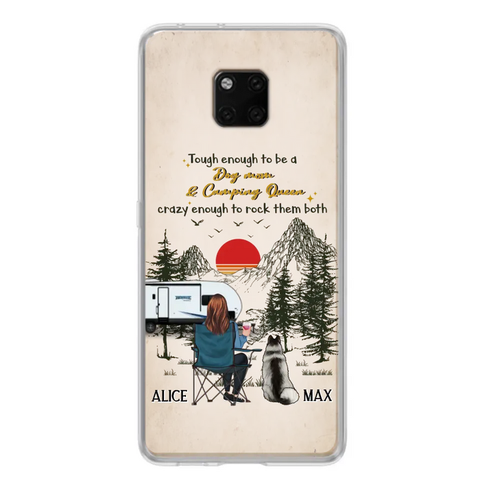 Custom Personalized Dog Mom Phone Case - Upto 4 Dogs - Mother's Day Gift Idea Dog/Camping Lovers - Tough Enough To Be A Dog Mom And Camping Queen Crazy Enough To Rock Them Both - Case For Xiaomi/Huawei/Oppo