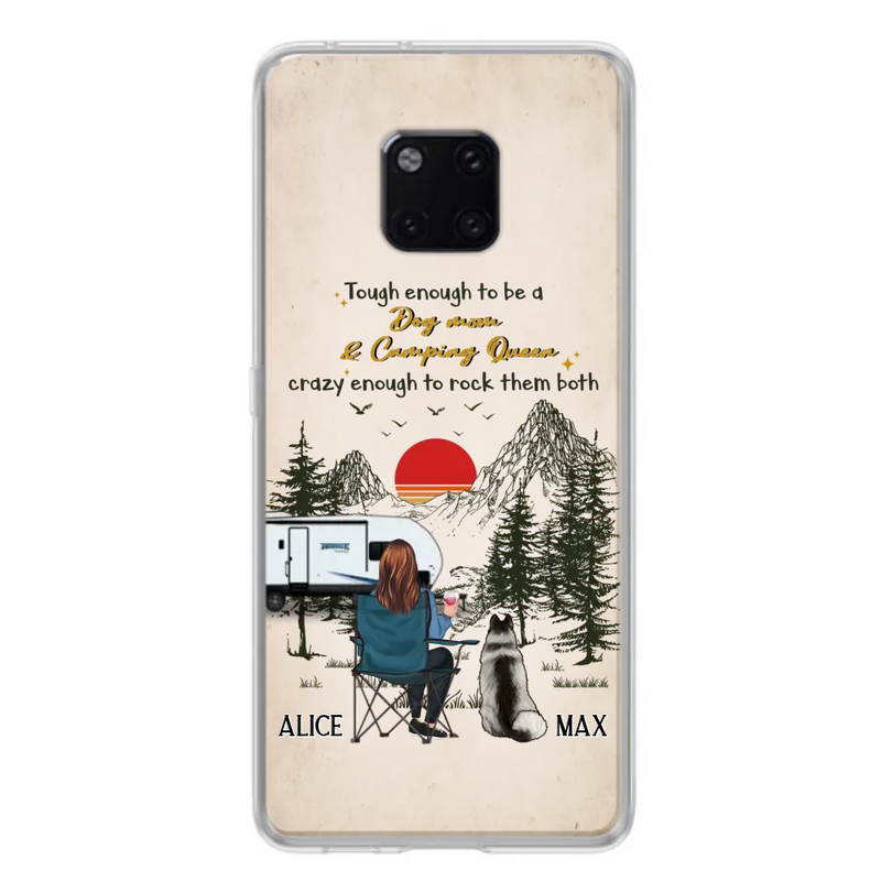 Personalized Dog Mom Phone Case - Up to 4 Dogs - Mother's Day Gift Idea Dog/Camping Lovers - Tough Enough To Be A Dog Mom And Camping Queen Crazy Enough To Rock Them Both - Case For Xiaomi/Huawei/Oppo