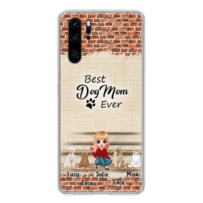 Custom Personalized Dog/Cat Mom Phone Case - Gift Idea For Dog/Cat Lovers/Mother's Day - Upto 3 Dogs/Cats - Best Dog Mom Ever - Cases Oppo/Xiaomi/Huawei