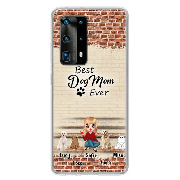 Custom Personalized Dog/Cat Mom Phone Case - Gift Idea For Dog/Cat Lovers/Mother's Day - Upto 3 Dogs/Cats - Best Dog Mom Ever - Cases Oppo/Xiaomi/Huawei