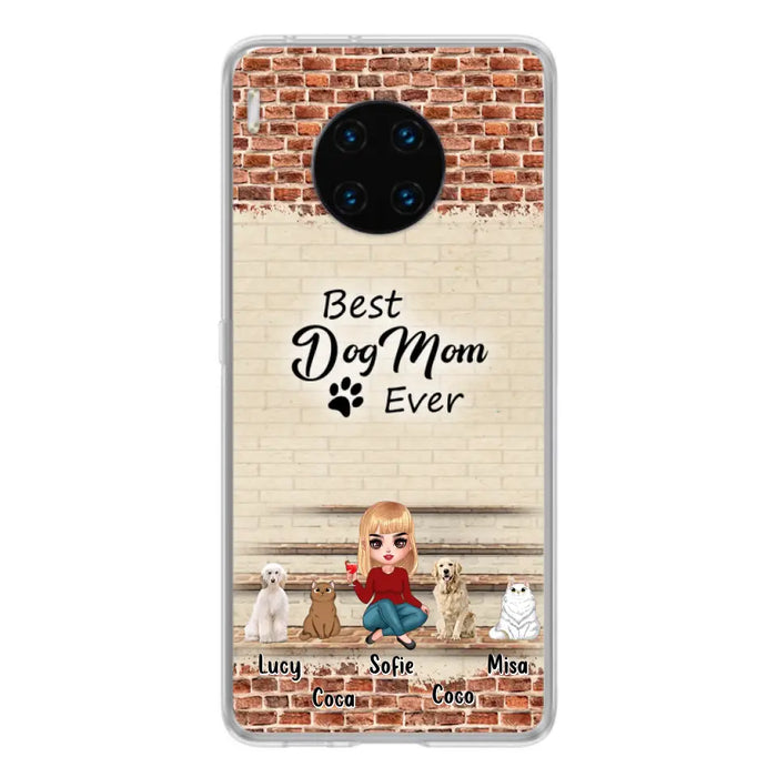 Custom Personalized Dog/Cat Mom Phone Case - Gift Idea For Dog/Cat Lovers/Mother's Day - Upto 3 Dogs/Cats - Best Dog Mom Ever - Cases Oppo/Xiaomi/Huawei