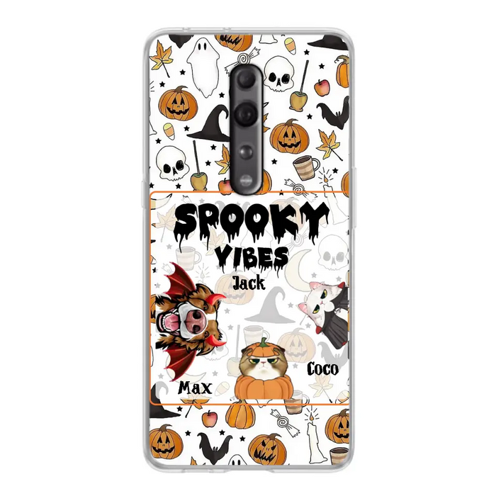 Custom Personalized Halloween Pet Phone Case - Upto 3 Pets - Gift Idea For Dog/Cat Owners - Spooky Vibes - Case for Oppo/Xiaomi/Huawei