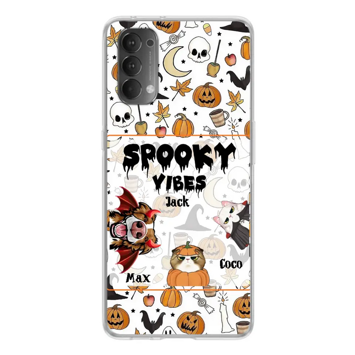 Custom Personalized Halloween Pet Phone Case - Upto 3 Pets - Gift Idea For Dog/Cat Owners - Spooky Vibes - Case for Oppo/Xiaomi/Huawei