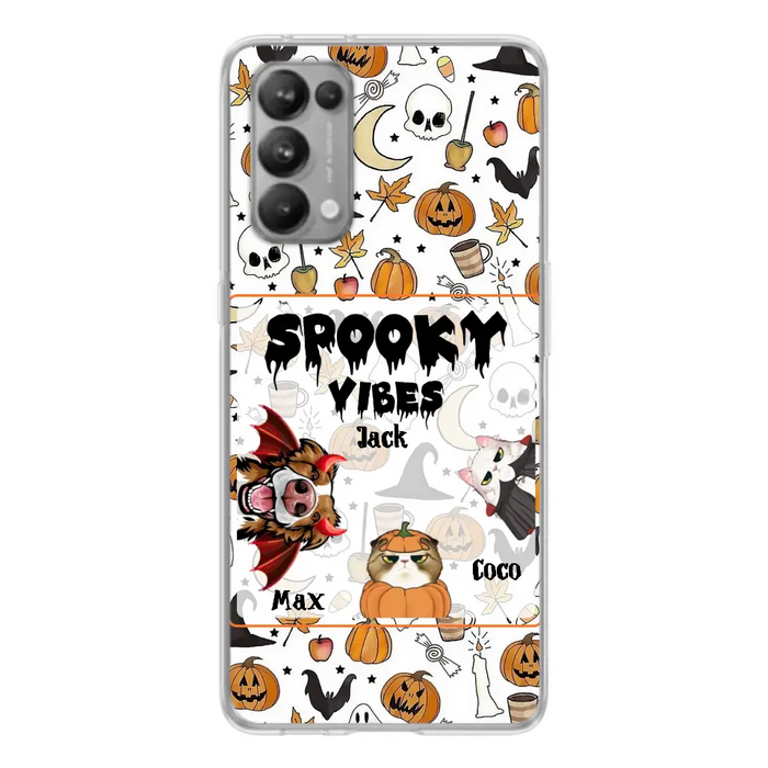 Custom Personalized Halloween Pet Phone Case - Upto 3 Pets - Gift Idea For Dog/Cat Owners - Spooky Vibes - Case for Oppo/Xiaomi/Huawei