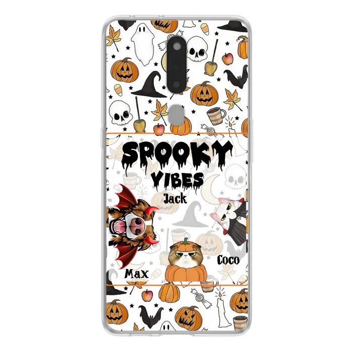 Custom Personalized Halloween Pet Phone Case - Upto 3 Pets - Gift Idea For Dog/Cat Owners - Spooky Vibes - Case for Oppo/Xiaomi/Huawei