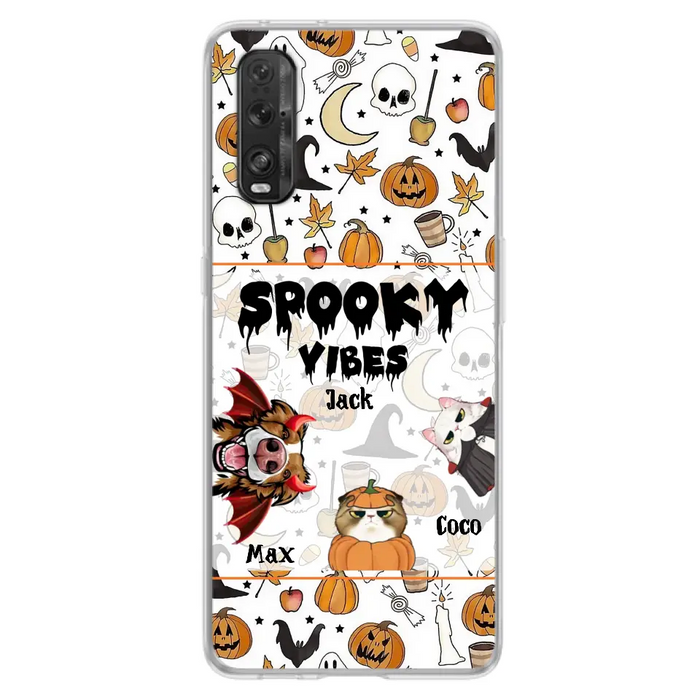 Custom Personalized Halloween Pet Phone Case - Upto 3 Pets - Gift Idea For Dog/Cat Owners - Spooky Vibes - Case for Oppo/Xiaomi/Huawei