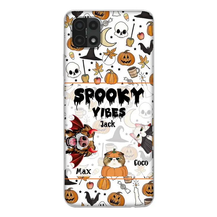 Custom Personalized Halloween Pet Phone Case - Upto 3 Pets - Gift Idea For Dog/Cat Owners - Spooky Vibes - Case for Oppo/Xiaomi/Huawei