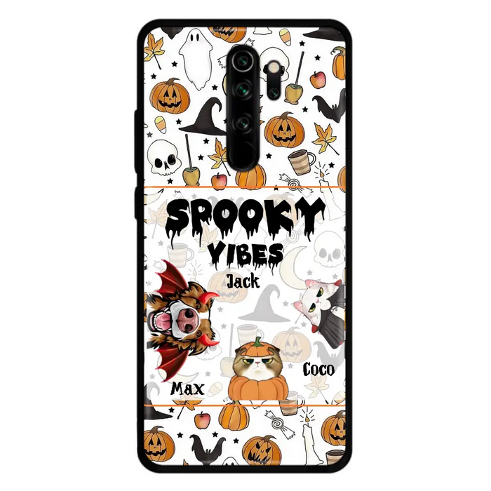 Custom Personalized Halloween Pet Phone Case - Upto 3 Pets - Gift Idea For Dog/Cat Owners - Spooky Vibes - Case for Oppo/Xiaomi/Huawei