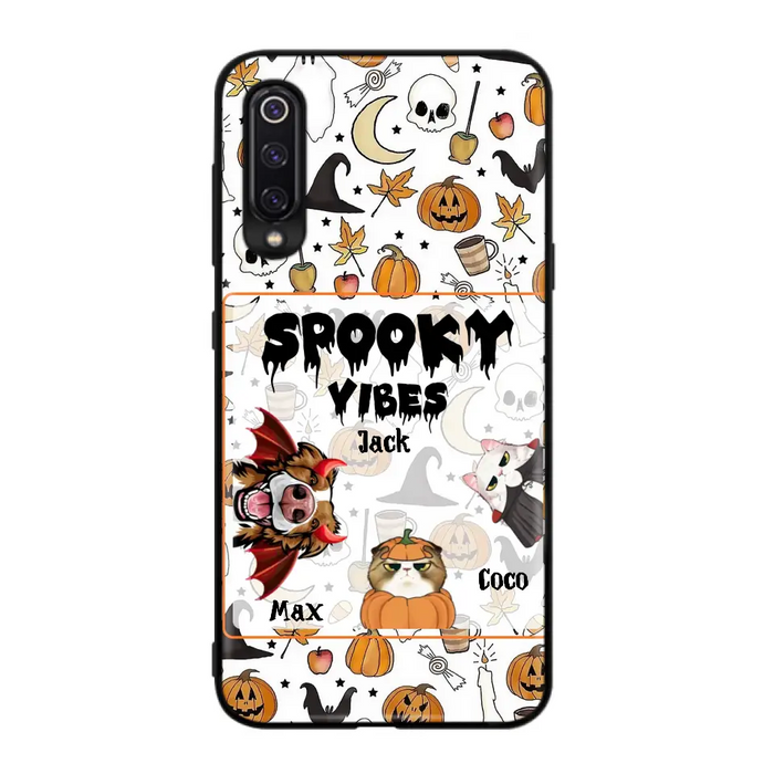 Custom Personalized Halloween Pet Phone Case - Upto 3 Pets - Gift Idea For Dog/Cat Owners - Spooky Vibes - Case for Oppo/Xiaomi/Huawei