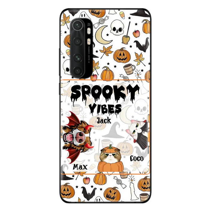 Custom Personalized Halloween Pet Phone Case - Upto 3 Pets - Gift Idea For Dog/Cat Owners - Spooky Vibes - Case for Oppo/Xiaomi/Huawei