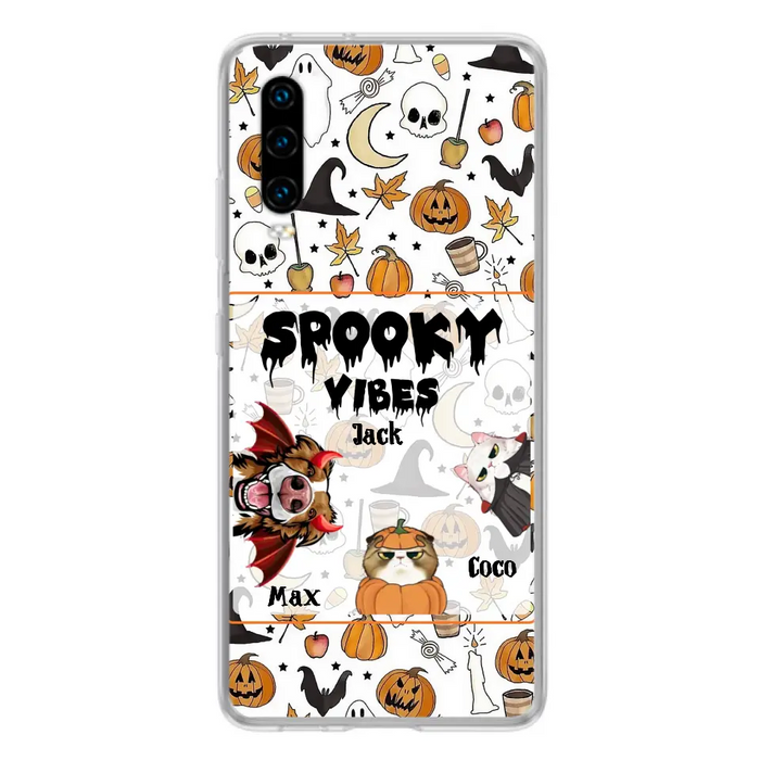 Custom Personalized Halloween Pet Phone Case - Upto 3 Pets - Gift Idea For Dog/Cat Owners - Spooky Vibes - Case for Oppo/Xiaomi/Huawei