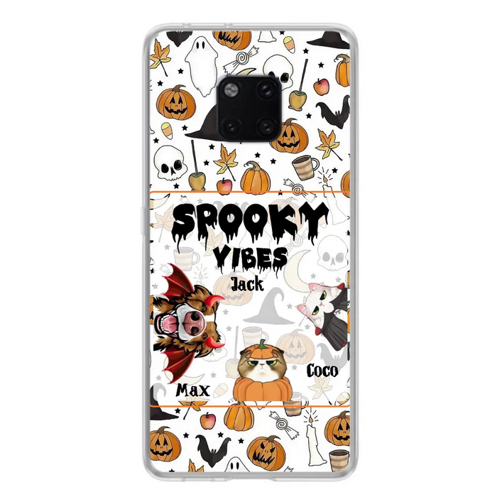 Custom Personalized Halloween Pet Phone Case - Upto 3 Pets - Gift Idea For Dog/Cat Owners - Spooky Vibes - Case for Oppo/Xiaomi/Huawei