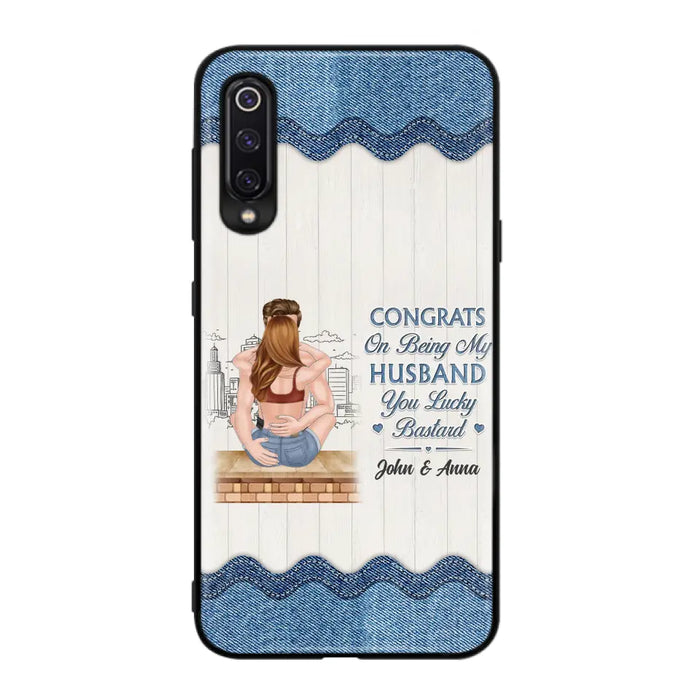 Custom Personalized Couple Phone Case - Gift Idea For Couple/Valentines Day - Congrats On Being My Husband You Lucky Bastard - Case For Oppo/Xiaomi/Huawei