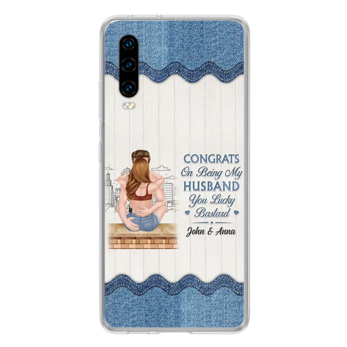 Custom Personalized Couple Phone Case - Gift Idea For Couple/Valentines Day - Congrats On Being My Husband You Lucky Bastard - Case For Oppo/Xiaomi/Huawei