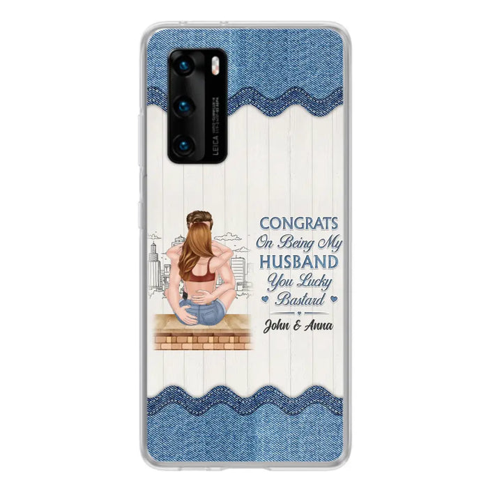 Custom Personalized Couple Phone Case - Gift Idea For Couple/Valentines Day - Congrats On Being My Husband You Lucky Bastard - Case For Oppo/Xiaomi/Huawei