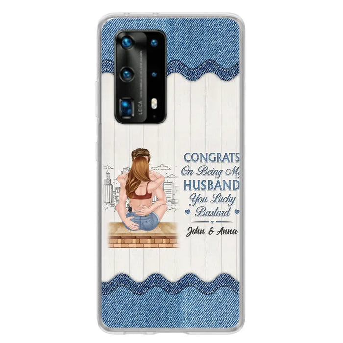 Custom Personalized Couple Phone Case - Gift Idea For Couple/Valentines Day - Congrats On Being My Husband You Lucky Bastard - Case For Oppo/Xiaomi/Huawei