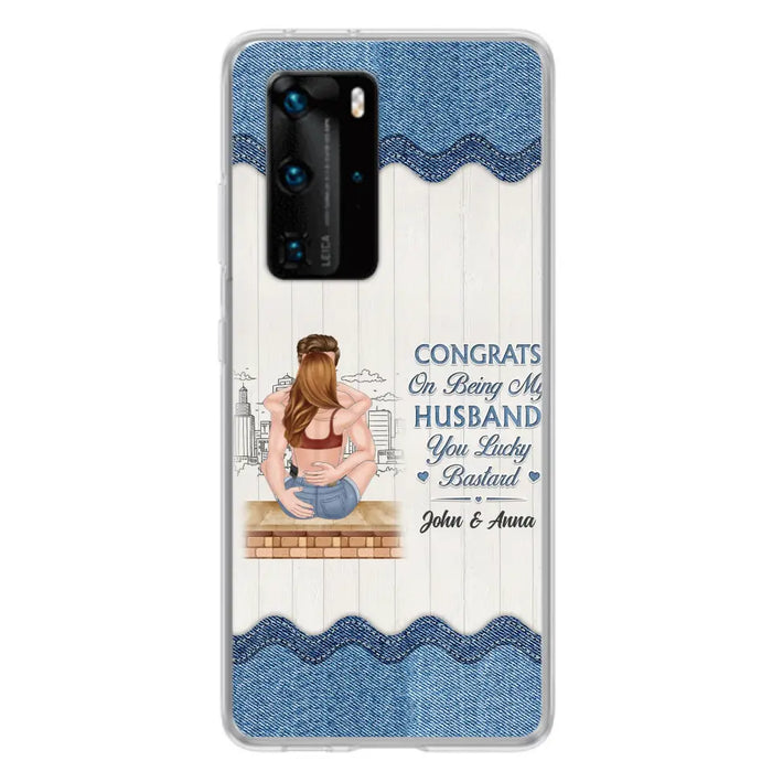 Custom Personalized Couple Phone Case - Gift Idea For Couple/Valentines Day - Congrats On Being My Husband You Lucky Bastard - Case For Oppo/Xiaomi/Huawei