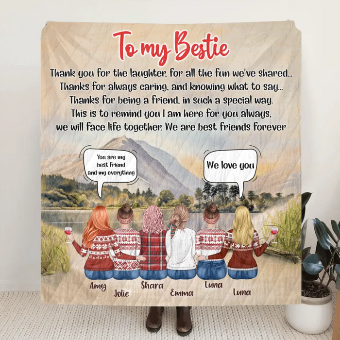 Custom Personalized Best Friends Conversation Blanket - Up To 6 Bestie - Best Gift For Friends/Bestie