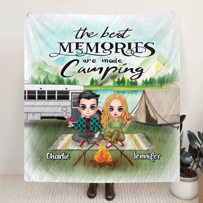 Custom Personalized Camping Quilt/Fleece Blanket - Upto 5 People - Best Gift For Camping Lovers - The Best Memories Are Made Camping