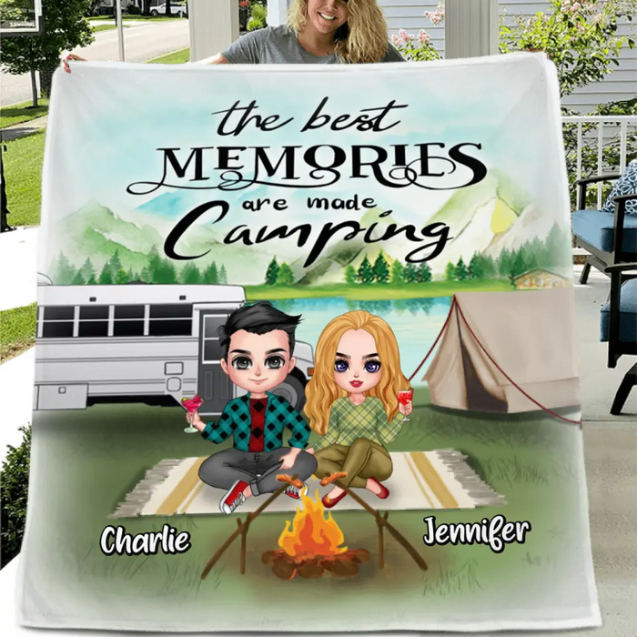 Custom Personalized Camping Quilt/Fleece Blanket - Upto 5 People - Best Gift For Camping Lovers - The Best Memories Are Made Camping