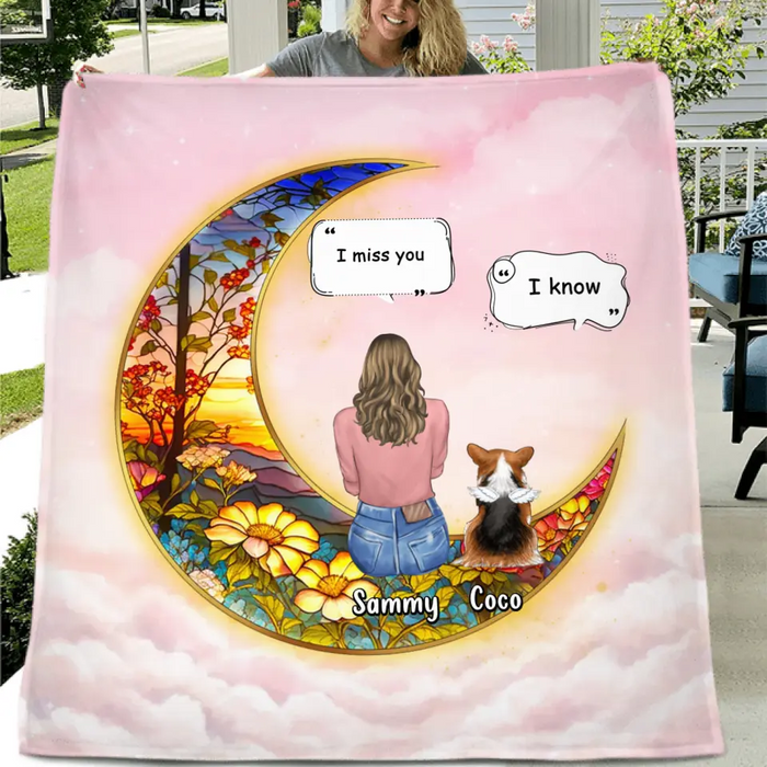 Custom Personalized Memorial Pet Single Layer Fleece/Quilt Blanket - Upto 3 Dogs/Cats/Rabbits - Memorial Gift Idea for Pet Owners