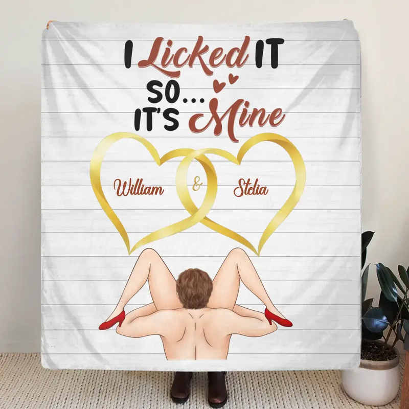 Personalized Couple Quilt/Fleece Throw Blanket - Gift Idea For Him/Her - I Licked It So It's Mine