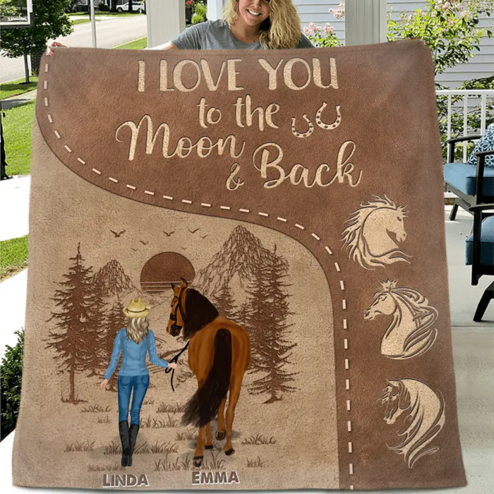 Custom Personalized Horse Girl Single Layer Fleece/ Quilt Blanket - Upto 4 Horses - Gift Idea For Horse Lover - Just A Girl Who Loves Horses