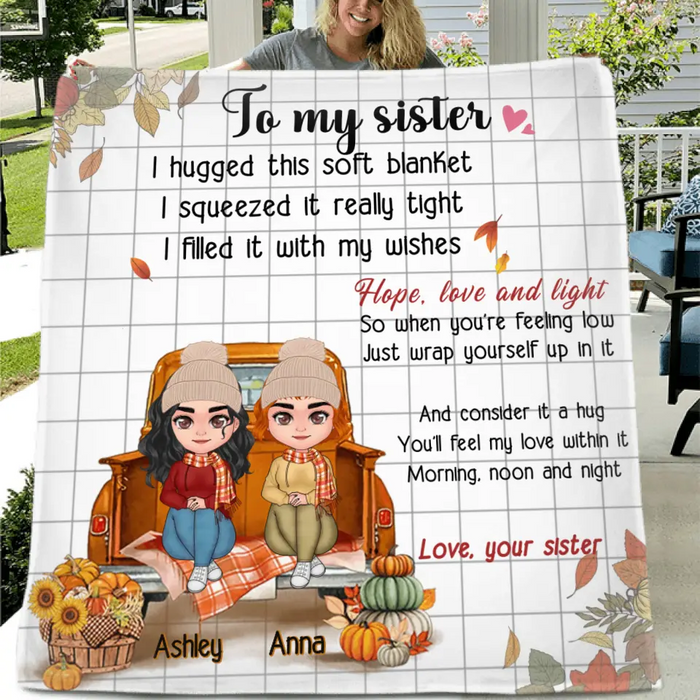 Custom Personalized Autumn Sister Pillow Cover/Single Layer Fleece/Quilt Blanket - Autumn Gift Idea for Sisters - To My Sister