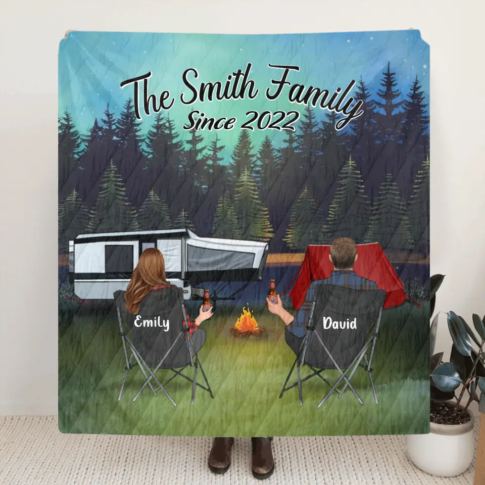 Personalized Camping Quilt/Single Layer Fleece Blanket Gift Idea For