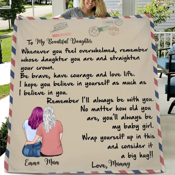 Custom Personalized  To My Daughter Single Layer Fleece/ Quilt Blanket - Gift Idea From Mom To Daughter - You'll Always Be My Baby Girl