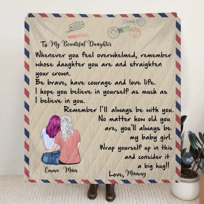 Custom Personalized  To My Daughter Single Layer Fleece/ Quilt Blanket - Gift Idea From Mom To Daughter - You'll Always Be My Baby Girl