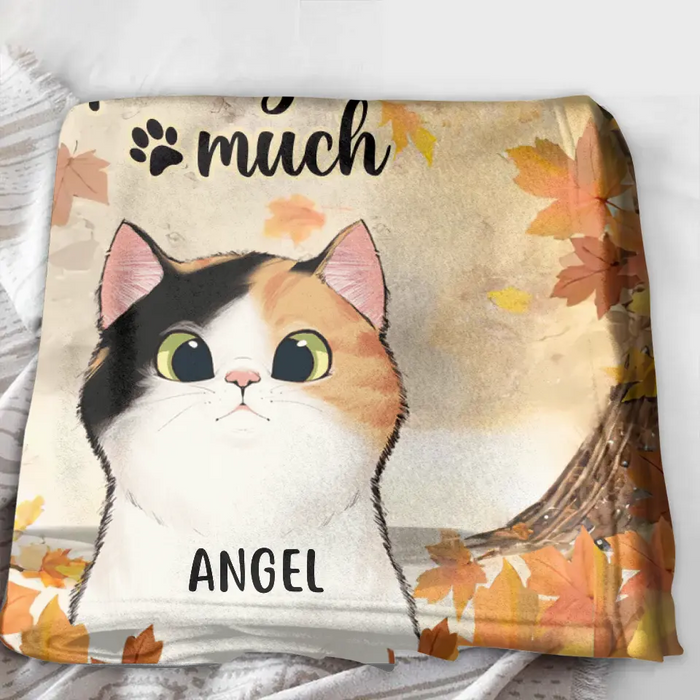 Personalized Cat Quilt/Single Layer Fleece Blanket - Gift Idea For Cat Lovers - Up to 6 Cats - I Love You Purry Much