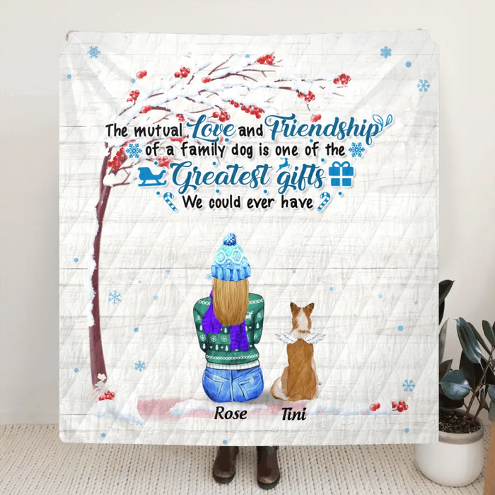 Custom Personalized Memorial Dog Winter Quilt/ Fleece Blanket - Mom With Upto 4 Dogs - Best Gift For Dog Lover -  8ALLOF