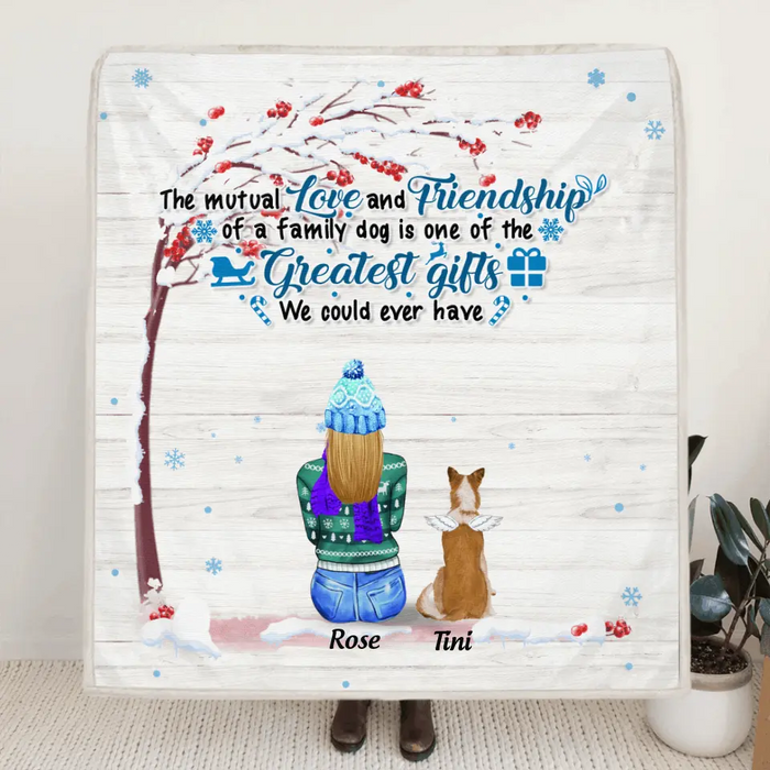 Custom Personalized Memorial Dog Winter Quilt/ Fleece Blanket - Mom With Upto 4 Dogs - Best Gift For Dog Lover -  8ALLOF